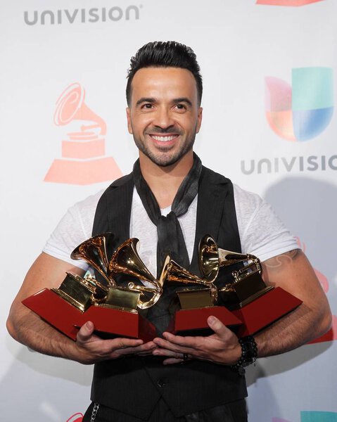 Luis Fonsi, Best Urban Fusion/Performance (Despacito (Remix)), Best Short Form Music Video (Despacito), Song of the Year (Despacito) and Record of the Year (Despacito) in the press room for 18th Annual Latin Grammy Awards Show - Press Room, MGM Grand