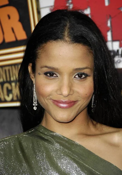 Sydney Tamiia Poitier Przy Przylotach Grindhouse Los Angeles Premiere Orpheum Obrazek Stockowy