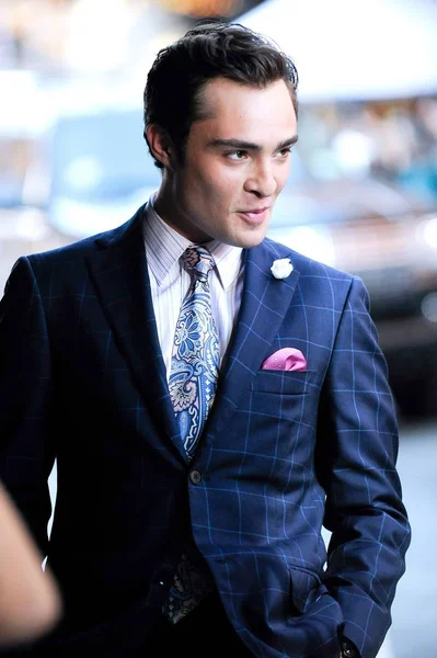 Westwick Filma Uma Cena Filme Gossip Girl Ambientado Meatpacking District — Fotografia de Stock