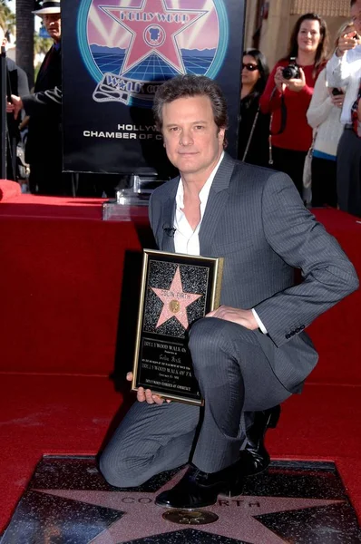 Colin Firth Ceremonia Inducción Star Hollywood Walk Fame Ceremony Para — Foto de Stock