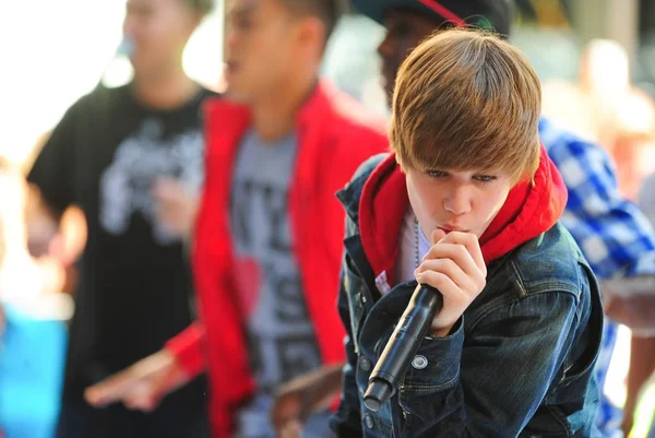 Justin Bieber Scenie Nbc Today Koncert Justin Bieber Rockefeller Plaza — Zdjęcie stockowe