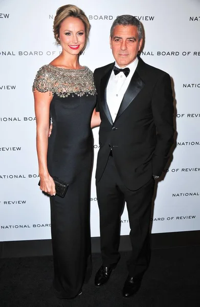 Stacy Keibler Vistiendo Vestido Marchesa George Clooney Las Llegadas Para — Foto de Stock
