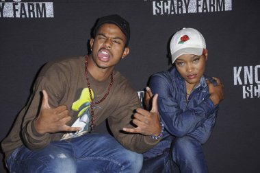Trevor Jackson, Keke Palmer Knotts Scary Farm Siyah Halı Gelenler için gelenler, Knotts Berry Farm, Buena Park, Ca Eylül 30, 2016