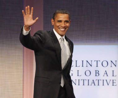 U.S. President Barack Obama at a public appearance for 2009 Annual Meeting of the Clinton Global Initiative - Opening Plenary, Sheraton New York Hotel and Towers, New York, NY September 22, 2009. Photo By: Rob Rich/Everett Collection clipart