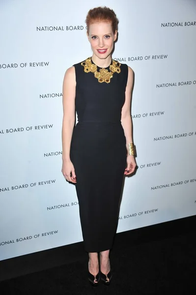 Jessica Chastain Wearing Alexander Mcqueen Dress Arrivals National Board Review — Stock Photo, Image