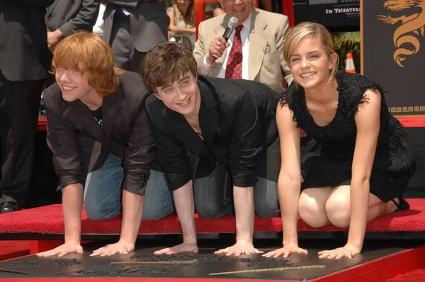 Rupert Grint Daniel Radcliffe Emma Watson Alla Cerimonia Induzione Harry — Foto Stock