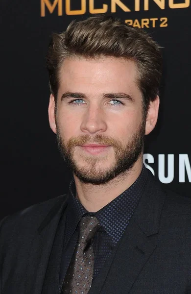 Liam Hemsworth Arrivals Hunger Games Mockingjay Part Estreno Amc Loews — Foto de Stock