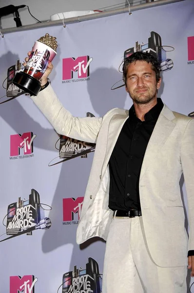 Gerard Butler Beérkezések Mtv 2007 Movie Awards Sajtószoba Gibson Amfiteátrum — Stock Fotó