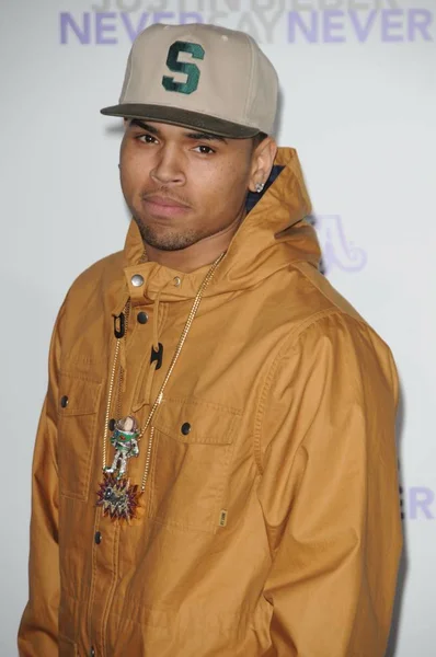 Chris Brown Justin Bieber Için Gelenler Never Say Never Premiere — Stok fotoğraf