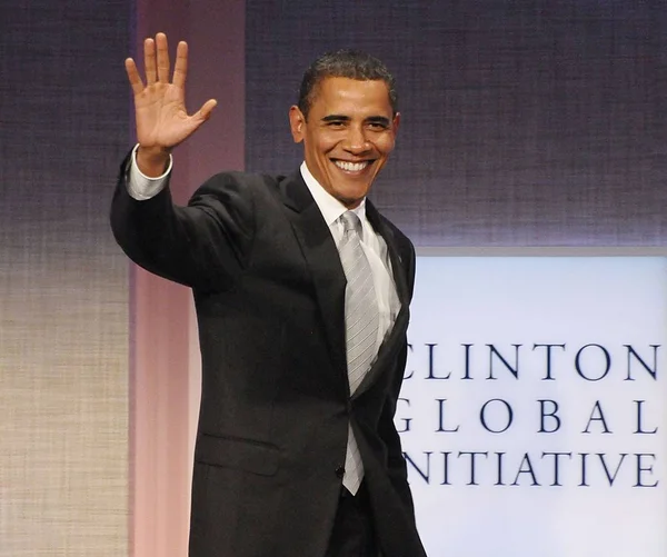 President Barack Obama Public Appearance 2009 Annual Meeting Clinton Global — Stock Photo, Image