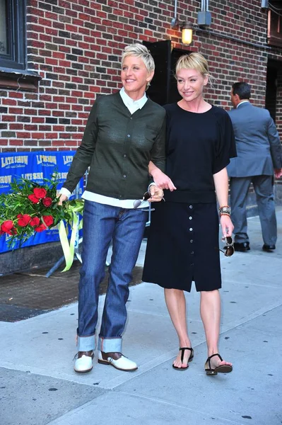 Ellen Degeneres Portia Rossi Talk Show Appearance Late Show David —  Fotos de Stock