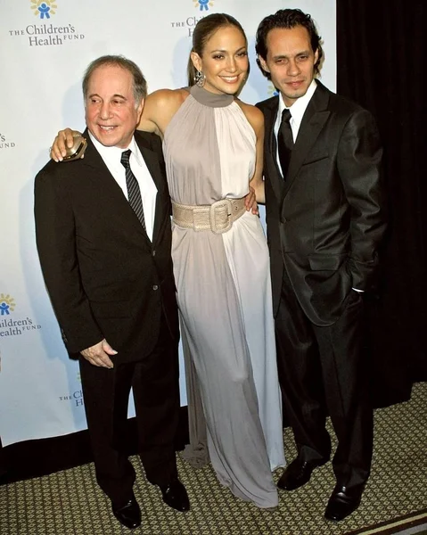 Paul Simon Jennifer Lopez Marc Anthony Las Llegadas Para Cena — Foto de Stock