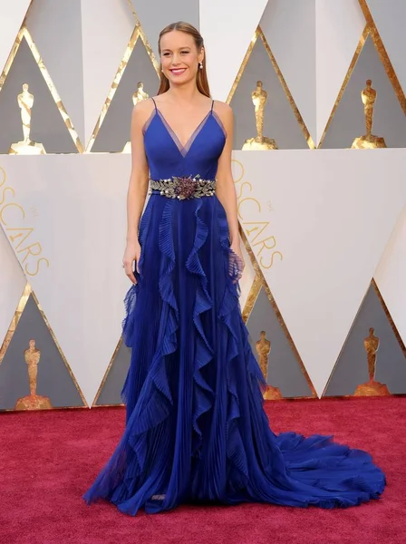 Brie Larson Vestindo Vestido Gucci Chegadas Para Óscares Oscar 2016 — Fotografia de Stock