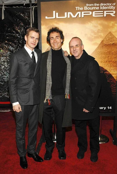 Hayden Christensen Doug Liman Lucas Foster Arrivals Jumper Premiere Ziegfeld —  Fotos de Stock