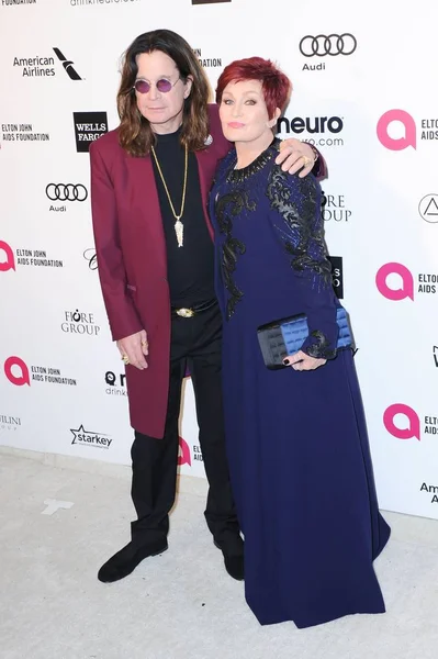 Ozzy Osbourne Sharon Osbourne Při Příjezdu Pro 2015 Nadace Elton — Stock fotografie
