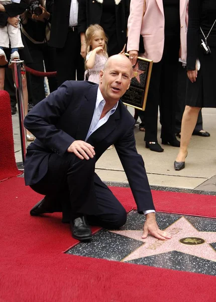 Bruce Willis Ceremonia Inducción Star Hollywood Walk Fame Para Bruce — Foto de Stock