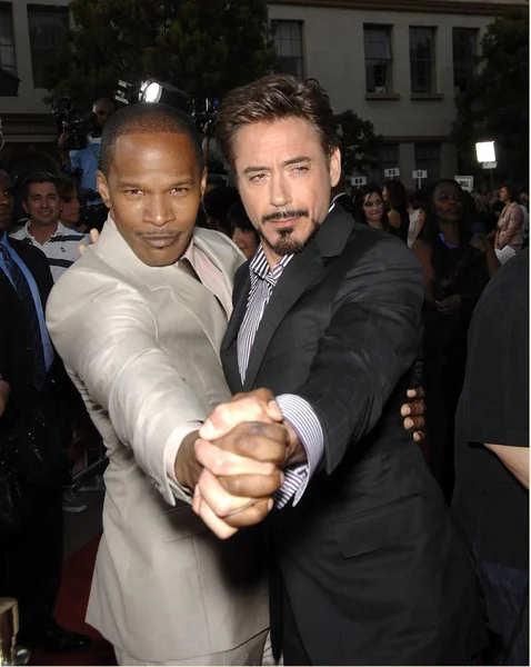 Jamie Foxx Robert Downey Beérkezések Szólista Premiere Paramount Theatre Los — Stock Fotó