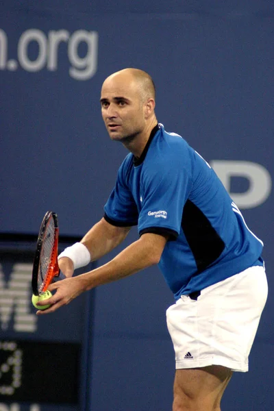 Andre Agassi Dentro Para Open Tennis Tournament Arthur Ashe Stadium — Fotografia de Stock