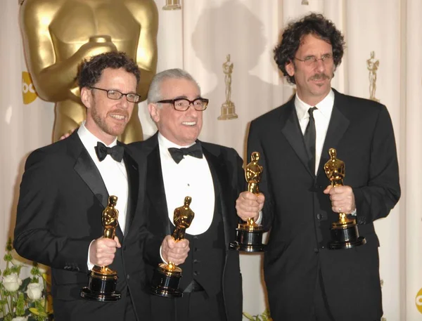 Martin Scorsese Presenter Center Ethan Coen Joel Coen Winners Best — Stok Foto