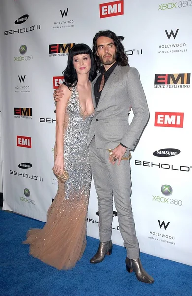 Katy Perry Russell Brand Arrivals Emi Grammy Awards Party Hotel —  Fotos de Stock