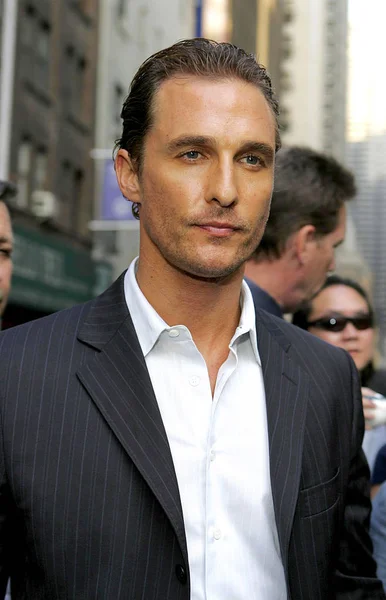 Matthew Mcconaughey Pada Saat Kedatangan Untuk Late Show Dengan David — Stok Foto