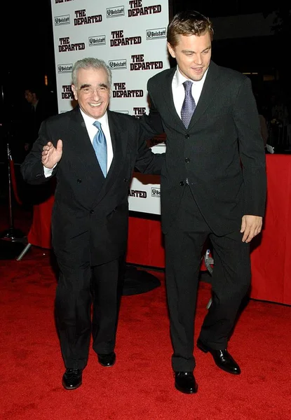 Leonardo Dicaprio Martin Scorsese Bij Aankomsten Voor Première Van Vertrok — Stockfoto