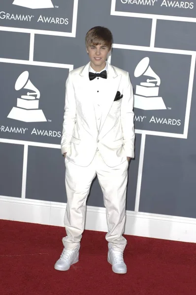 Justin Bieber Érkezés 3Rd Éves Grammy Díjak Staples Center Los — Stock Fotó