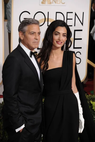 George Clooney Amal Alamuddin Arrivals 72Nd Annual Golden Globe Awards — Stock Photo, Image