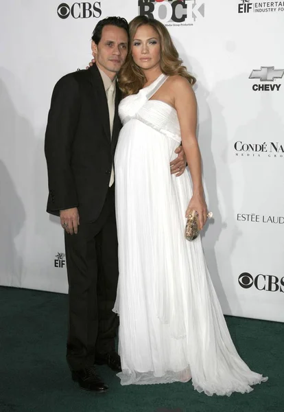 Marc Anthony Jennifer López Con Vestido Versace Resort Las Llegadas — Foto de Stock