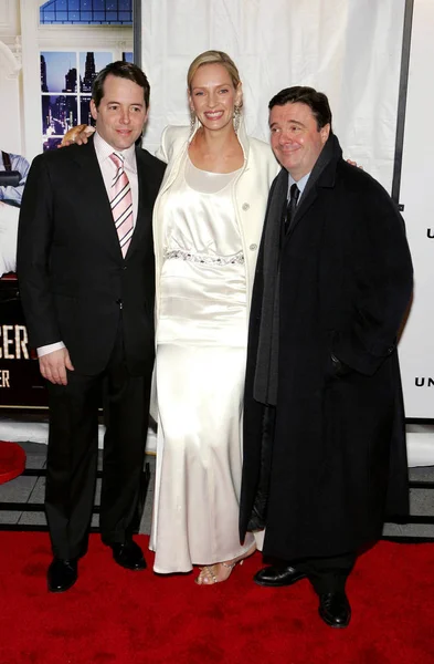 Matthew Broderick Uma Thurman Nathan Lane Arrivals Producers Premiere Ziegfeld — Foto de Stock