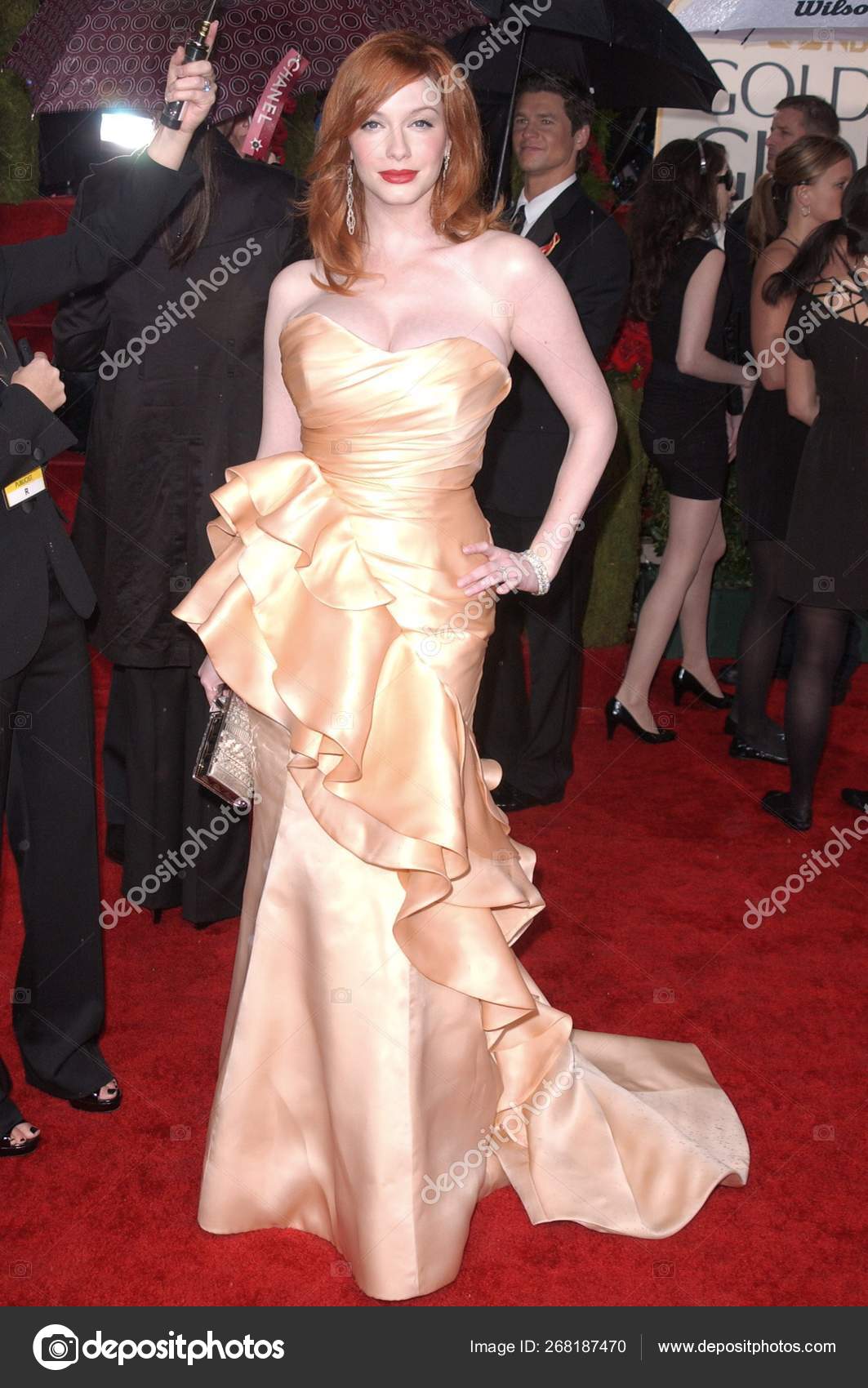 Christina Hendricks Wearing Christian Siriano Gown Arrivals 67Th Annual Golden Stock Editorial Photo everett225 268187470