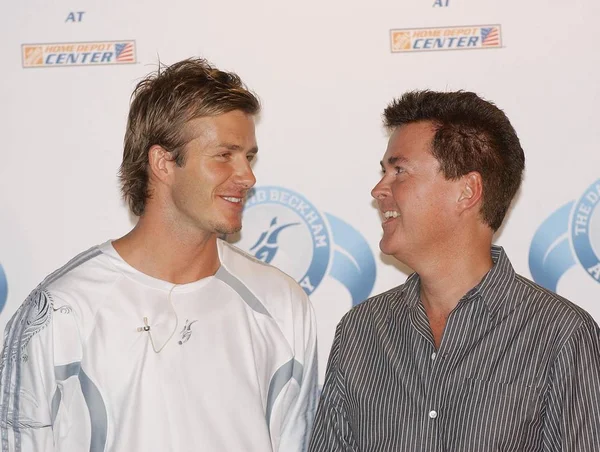 David Beckham, Simon Fuller at the press conference for David Beckham Launches Home Depot Soccer Academy, The Home Depot Center Stadium Club, Carson, CA, June 02, 2005. Photo by: John Hayes/Everett Collection
