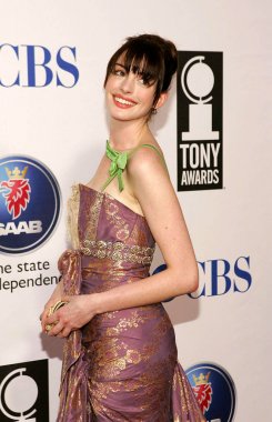 Anne Hathaway at arrivals for American Theatre Wings Antoinette Perry 2005 Tony Awards, Radio City Music Hall, New York, NY, Sunday, June 05, 2005. Photo by: Gregorio Binuya/Everett Collection  clipart