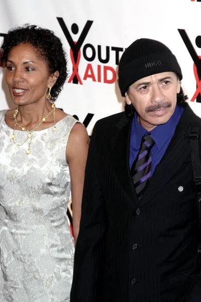 Carlos Santana Esposa Deborah Beneficio Juventud Contra Sida Capital Manhattan — Foto de Stock