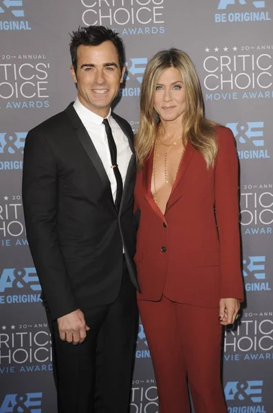 Justin Theroux Jennifer Aniston Arrivals 20Th Annual Critics Choice Movie — Foto de Stock