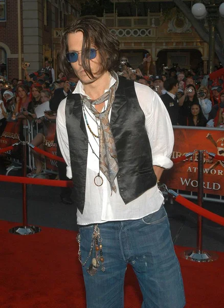 Johnny Depp Agli Arrivi Pirate Caribbean World End Premiere Disneyland — Foto Stock