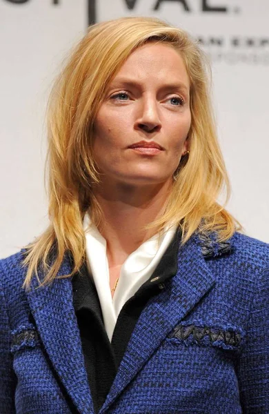 Uma Thurman Bei Der Pressekonferenz Zur Eröffnung Des Tribeca Filmfestivals — Stockfoto