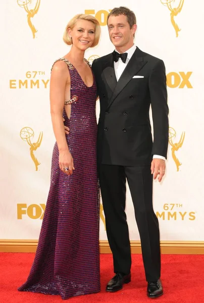 Claire Danes Hugh Dancy Arrivals 67Th Primetime Emmy Awards 2015 — Foto de Stock
