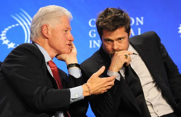 Bill Clinton Brad Pitt Public Appearance Clinton Global Initiative Thu — Stock Photo, Image