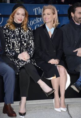 Christina Hendricks, January Jones at the press conference for AMC Unveils Special Commemorative MAD MEN Park Bench, The Time & Life Building, New York, NY March 23, 2015. Photo By: Derek Storm/Everett Collection clipart