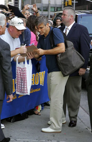 George Clooney Chegadas Para Late Show Com David Letterman Sullivan — Fotografia de Stock