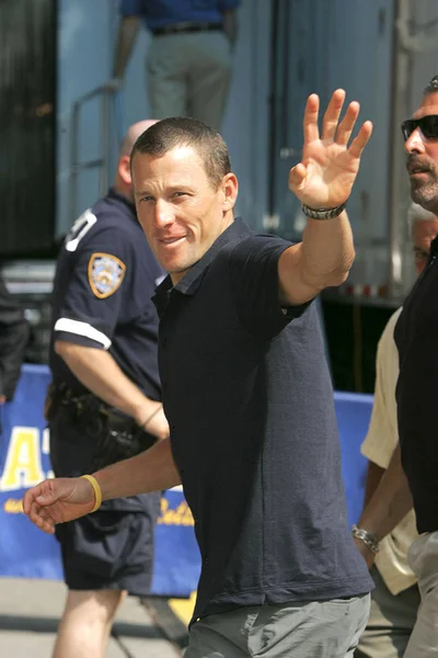 Lance Armstrong Départ Pour Cbs David Letterman Show Sullivan Theater — Photo