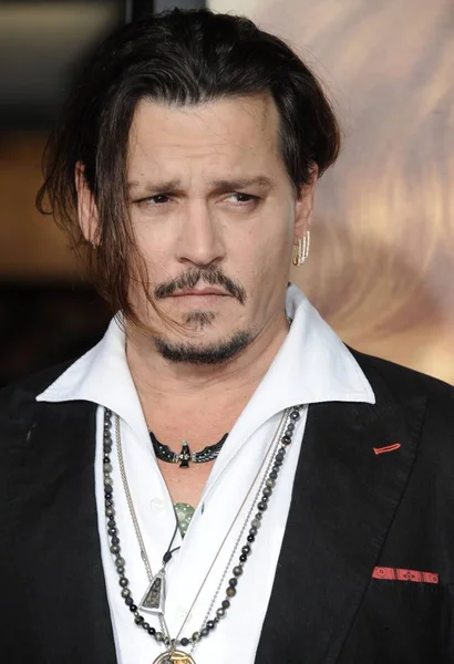 Johnny Depp Bij Aankomsten Voor Deense Meisje Première Regency Westwood — Stockfoto