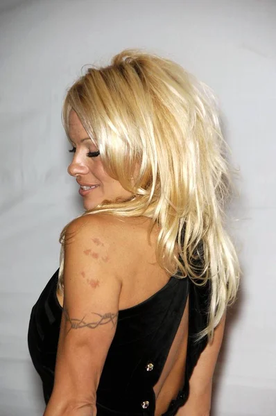 Pamela Anderson Chegadas Para World Magic Awards Barker Hangar Santa — Fotografia de Stock