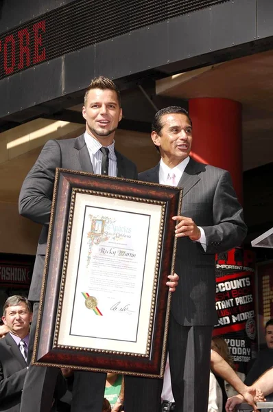 Ricky Martin Antonio Villaraigosa Induction Ceremony Star Walk Fame Ricky — Stock Photo, Image