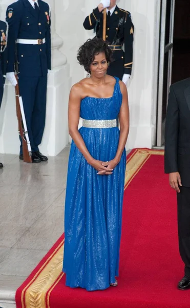 First Lady Michelle Obama Einem Peter Soronen Kleid Bei Der — Stockfoto