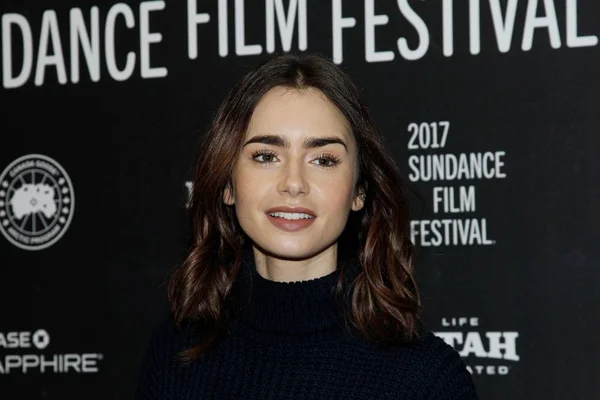 Lily Collins Arrivals Bone Premiere Sundance Film Festival 2017 Eccles Royalty Free Stock Images