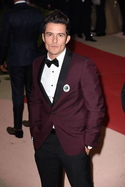 Orlando Bloom Przy Przyjazdów Manus Machina Moda Erze Technologii Otwarcia Obrazek Stockowy