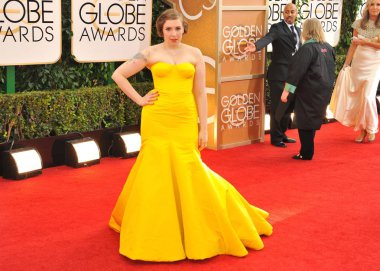 Lena Dunham (Zac Posen elbisesi giyiyor) 71 Altın Küre Ödülleri için gelenler - Arrivals 2, Beverly Hilton Hotel, Beverly Hills, Ca Ocak 12, 2014. Fotoğraf: Linda Wheeler / Everett Koleksiyonu