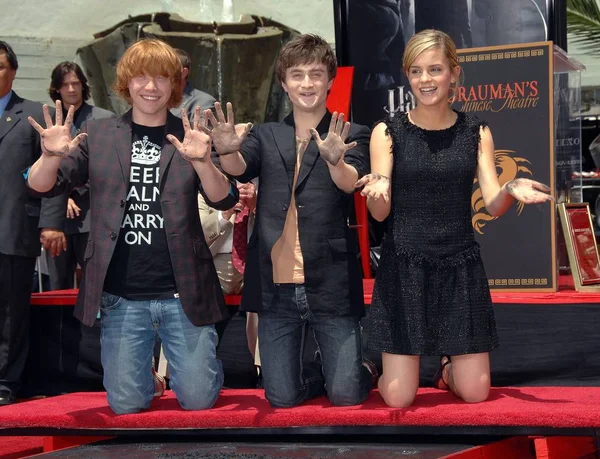 Rupert Grint Daniel Radcliffe Emma Watson Bij Inductie Ceremonie Voor — Stockfoto